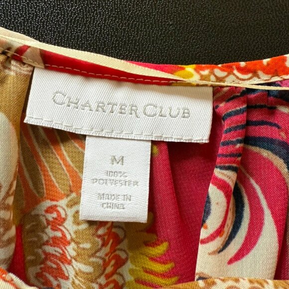 Charter Club Sheer Print Long Sleeve Blouse Size Medium - Picture 8 of 9